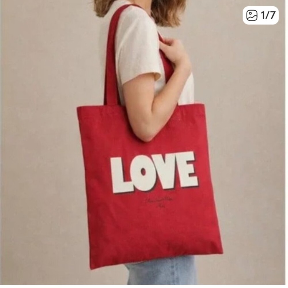 SEZANE Red LOVE Tote Bag - Picture 2 of 4